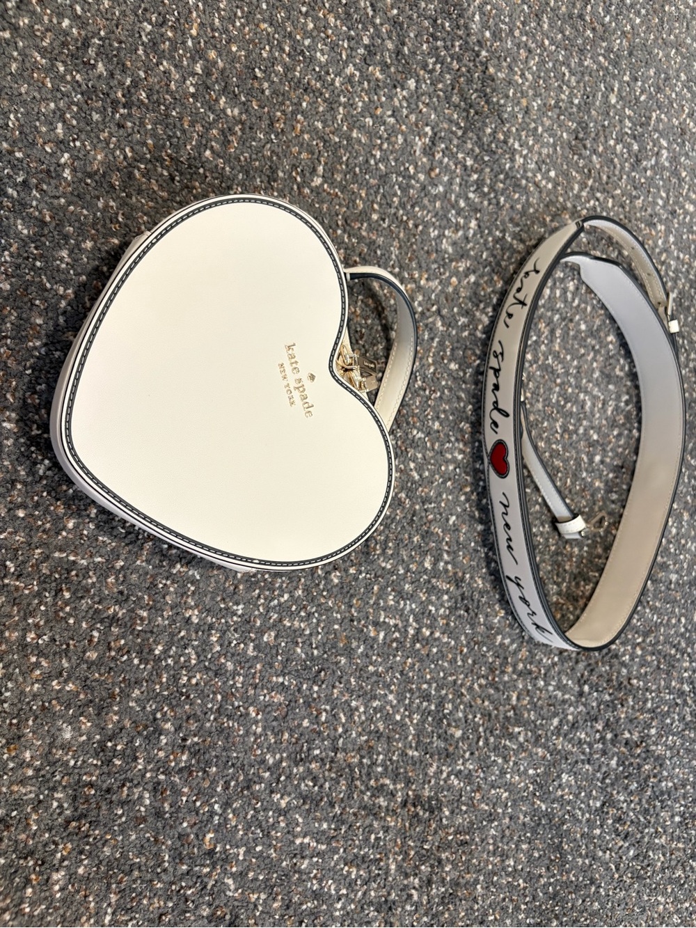 kate spade White Heart Crossbody with Script Strap